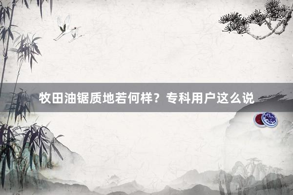 牧田油锯质地若何样?专科用户这么说